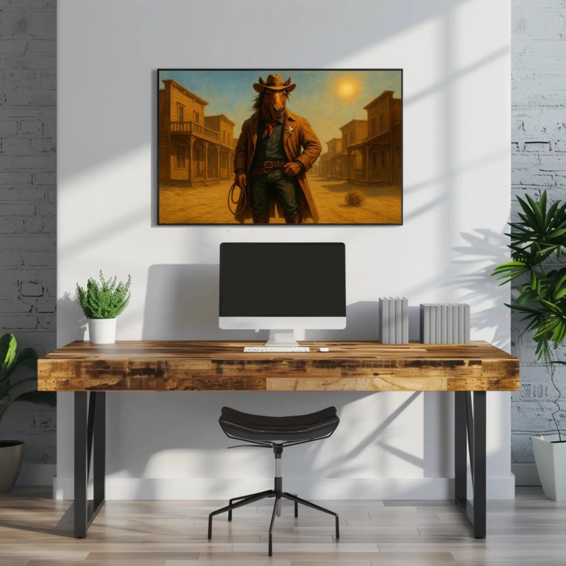 Horse Cowboy Western Canvas Print | Rustic Wild West Wall Art Decor | Farmhouse Ranch Animal Art | Unique Country Giclée Wall Art – Canvas Print