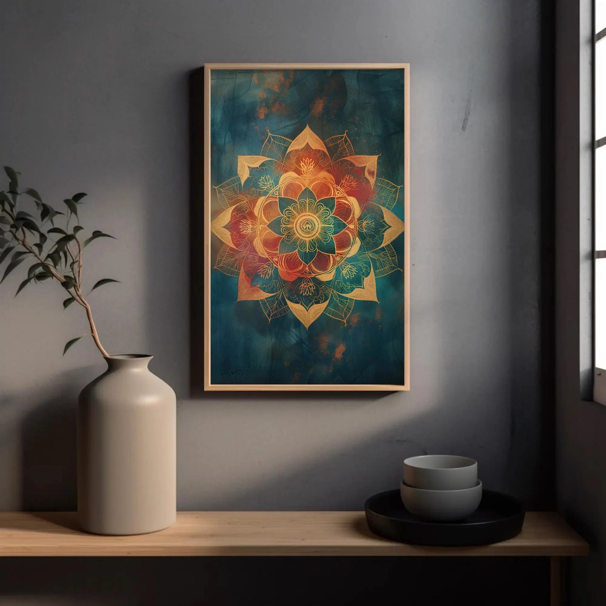 Colorful Mandala Wall Art - Extra Large Canvas - Yoga Spiritual Meditation Decor - Indian Painting - Ready To Hang Wall Art – Canvas Print