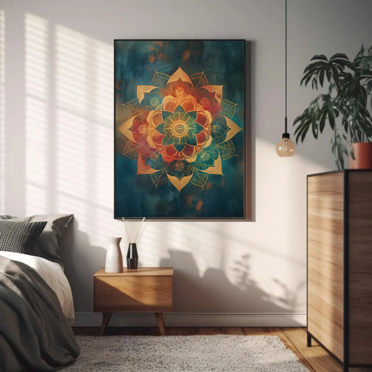 Colorful Mandala Wall Art - Extra Large Canvas - Yoga Spiritual Meditation Decor - Indian Painting - Ready To Hang Wall Art – Canvas Print