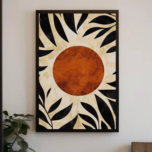 Mid Century Modern Tropical Leaf Canvas Print, Boho Organic Abstract Wall Art, Framed Minimalist Decor for Living Room Wall Art – Canvas Print