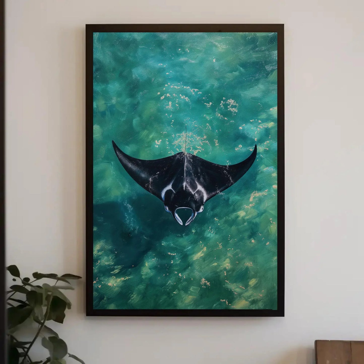 Manta Ray Oil Painting Canvas Print, Manta Ray Wall Art, Marine Wall Art, Fish painting, Fish Wall Art, Ocean Wall Decor, Beach house Canvas Wall Art – Canvas Print
