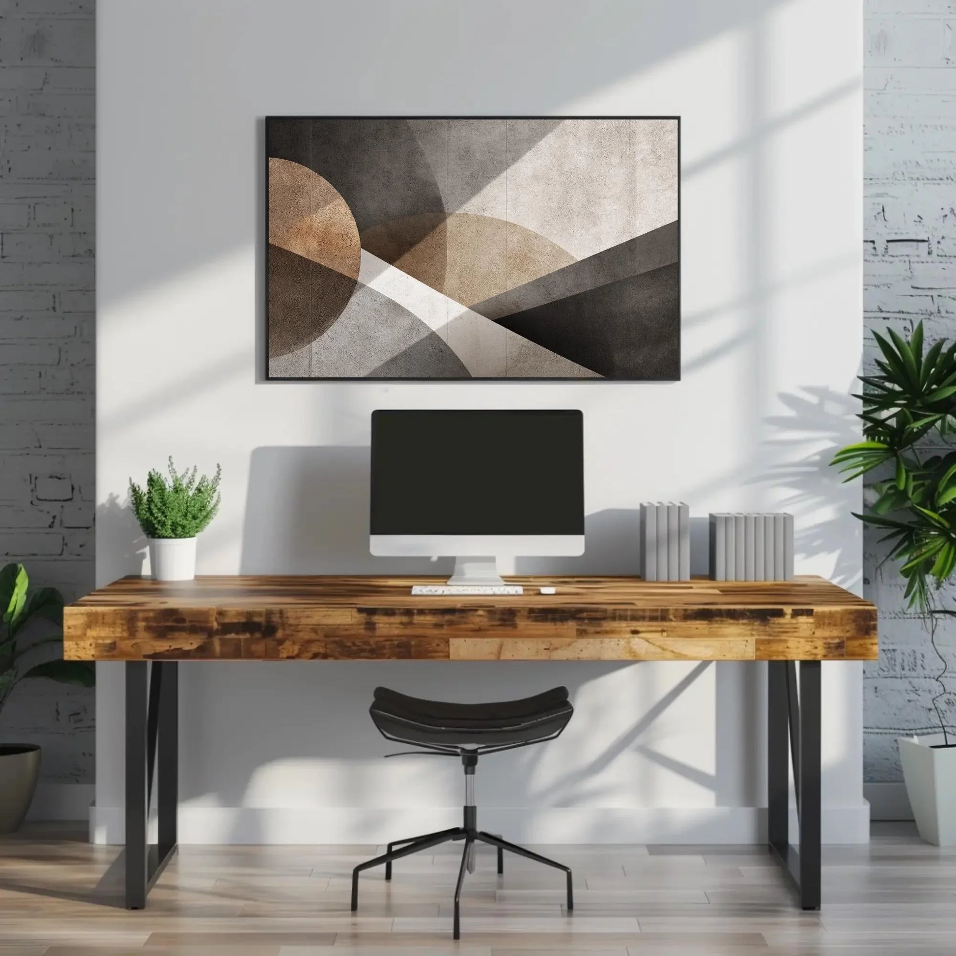 Geometric Abstract Art | Concrete Wall Decor Canvas | Brutalist Style Print | Modern Industrial Art for Office or Minimalist Home Wall Art – Canvas Print