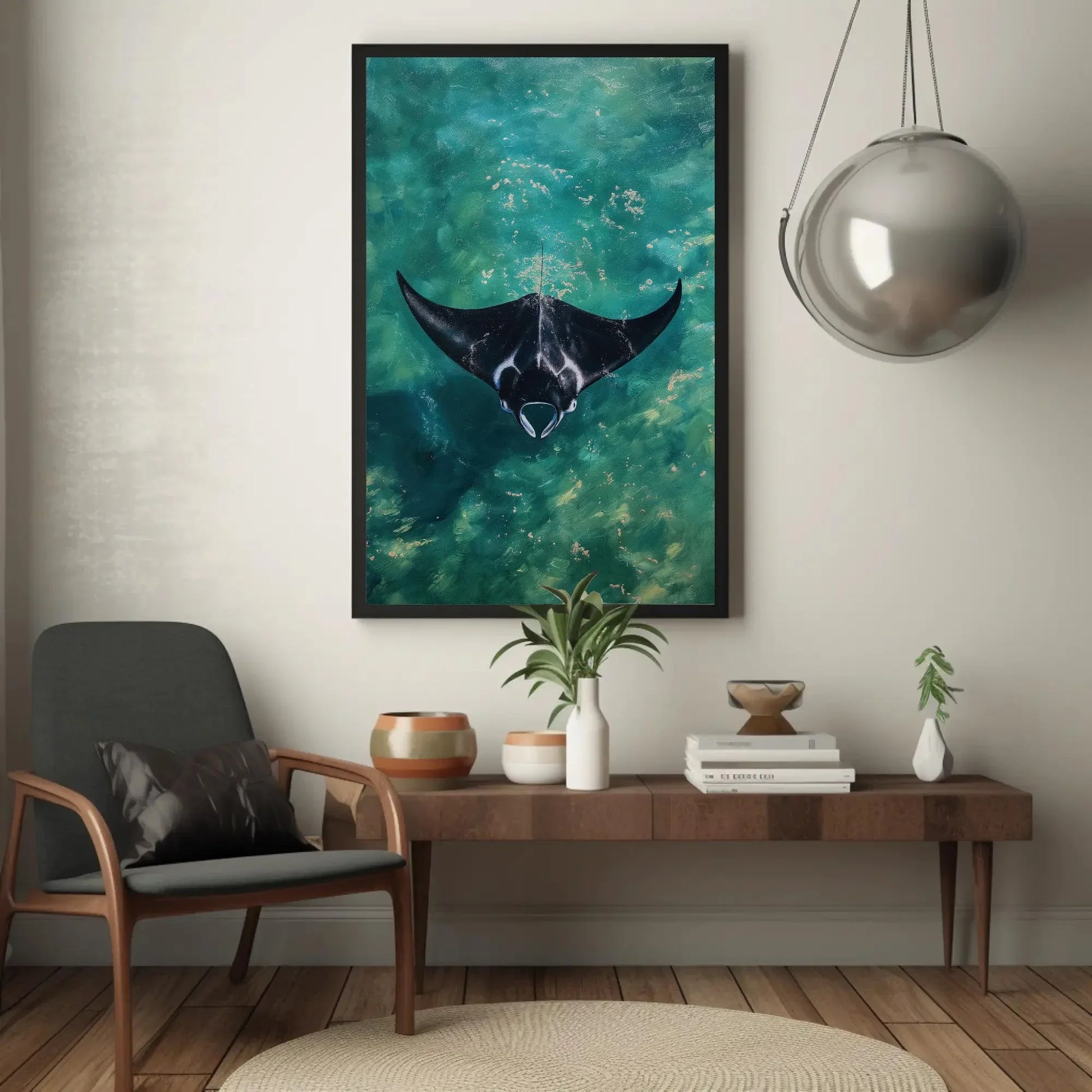 Manta Ray Oil Painting Canvas Print, Manta Ray Wall Art, Marine Wall Art, Fish painting, Fish Wall Art, Ocean Wall Decor, Beach house Canvas Wall Art – Canvas Print