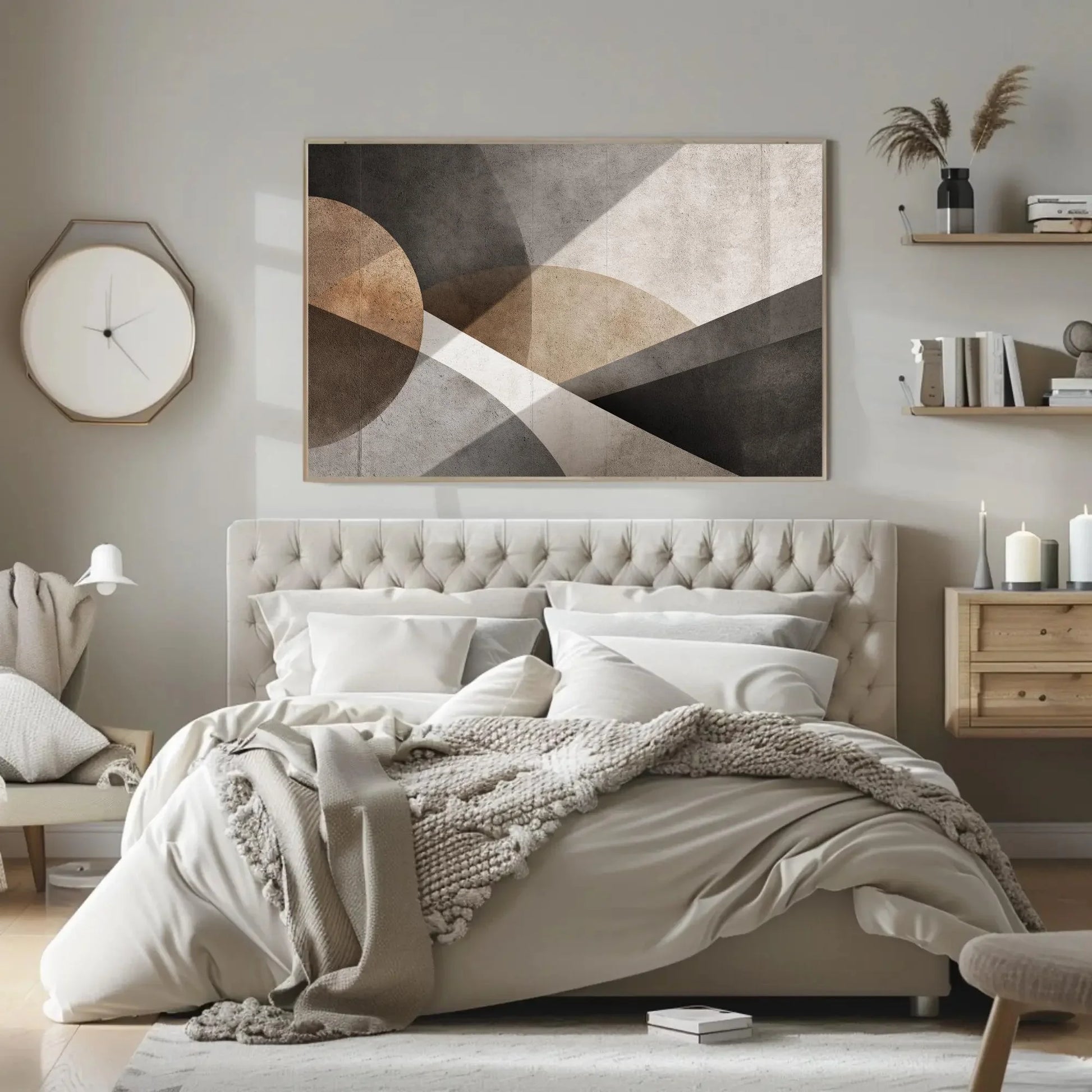 Geometric Abstract Art | Concrete Wall Decor Canvas | Brutalist Style Print | Modern Industrial Art for Office or Minimalist Home Wall Art – Canvas Print