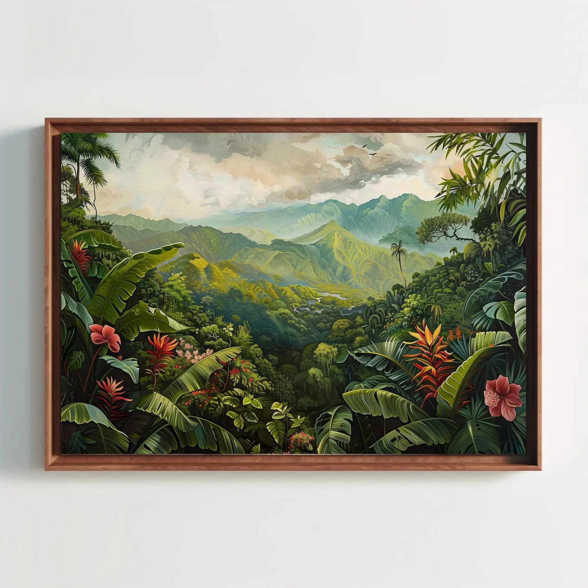 Costa Rica Wall Art Costa Rica Landscape Large Canvas Painting Print Travel Wall Art Green Tropical Jungle Wall Decor Ready To Hang Wall Art – Canvas Print