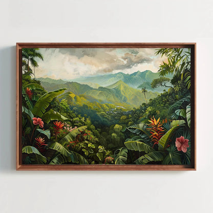 Costa Rica Wall Art Costa Rica Landscape Large Canvas Painting Print Travel Wall Art Green Tropical Jungle Wall Decor Ready To Hang Wall Art – Canvas Print