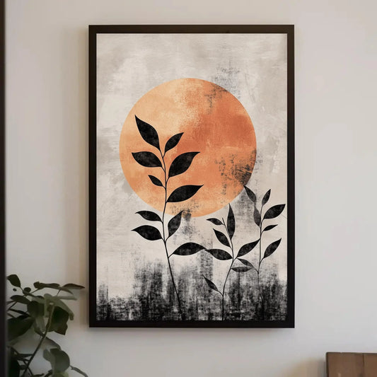 Boho Tropical Leaf Canvas Print, Mid Century Modern Abstract Art, Organic Minimalist Framed Wall Decor for Bedroom or Living Room Wall Art – Canvas Print