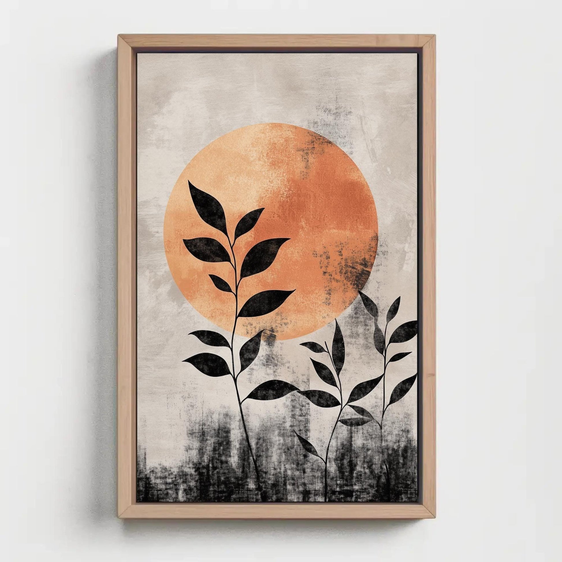 Boho Tropical Leaf Canvas Print, Mid Century Modern Abstract Art, Organic Minimalist Framed Wall Decor for Bedroom or Living Room Wall Art – Canvas Print
