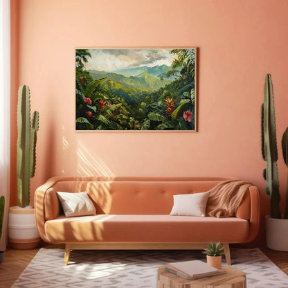 Costa Rica Wall Art Costa Rica Landscape Large Canvas Painting Print Travel Wall Art Green Tropical Jungle Wall Decor Ready To Hang Wall Art – Canvas Print