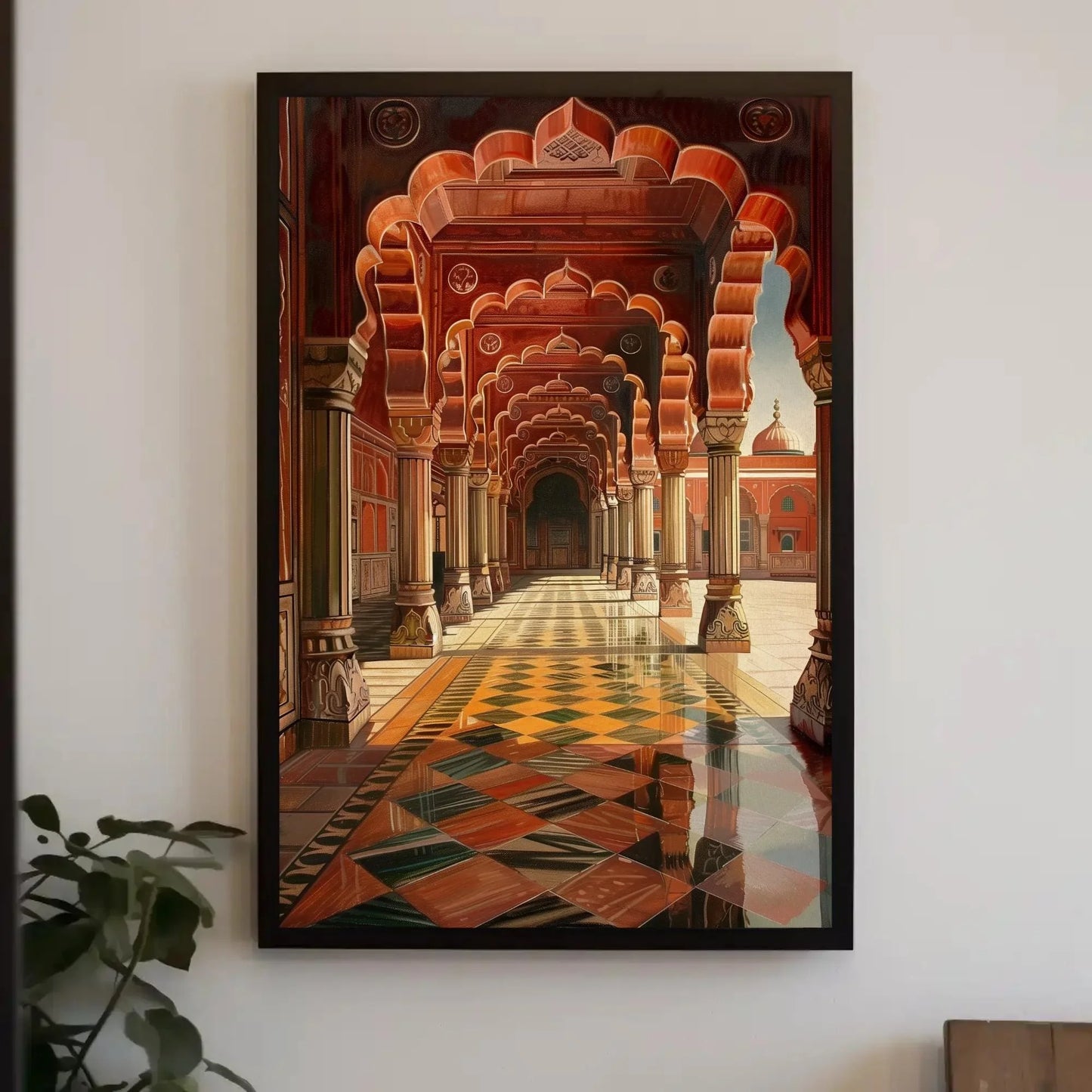 Indian Royal Durbar Hall Canvas Print | Indian Illustration Art | Traditional Indian Palace Decor | Mughal Durbar Scene | Ready to Hang Wall Art – Canvas Print
