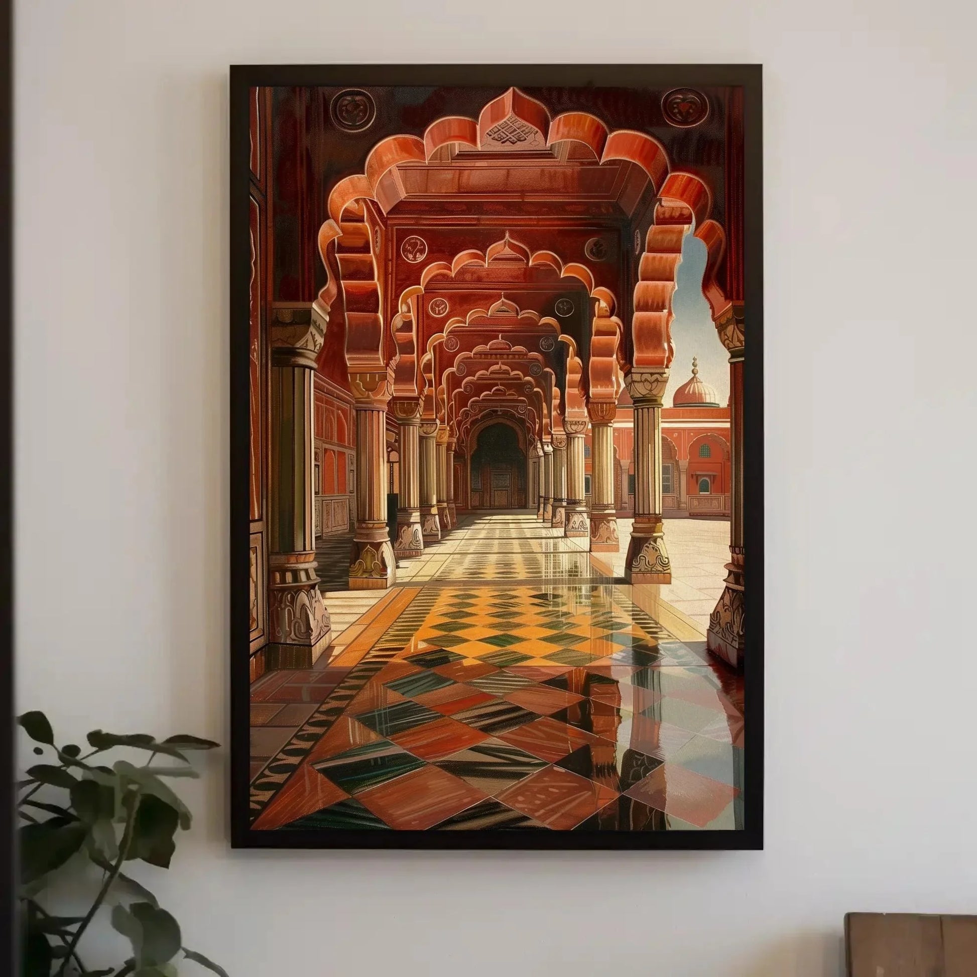 Indian Royal Durbar Hall Canvas Print | Indian Illustration Art | Traditional Indian Palace Decor | Mughal Durbar Scene | Ready to Hang Wall Art – Canvas Print
