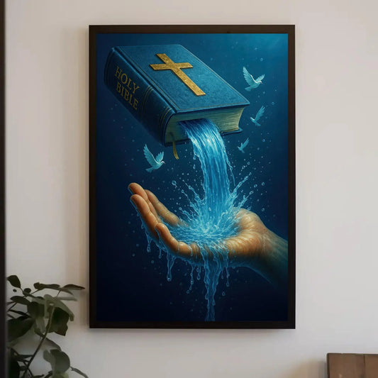 Living Water Bible Art | Christian Wall Decor Canvas | Faith Scripture Print | Baptism Gift for Pastor or Church Wall Art – Canvas Print