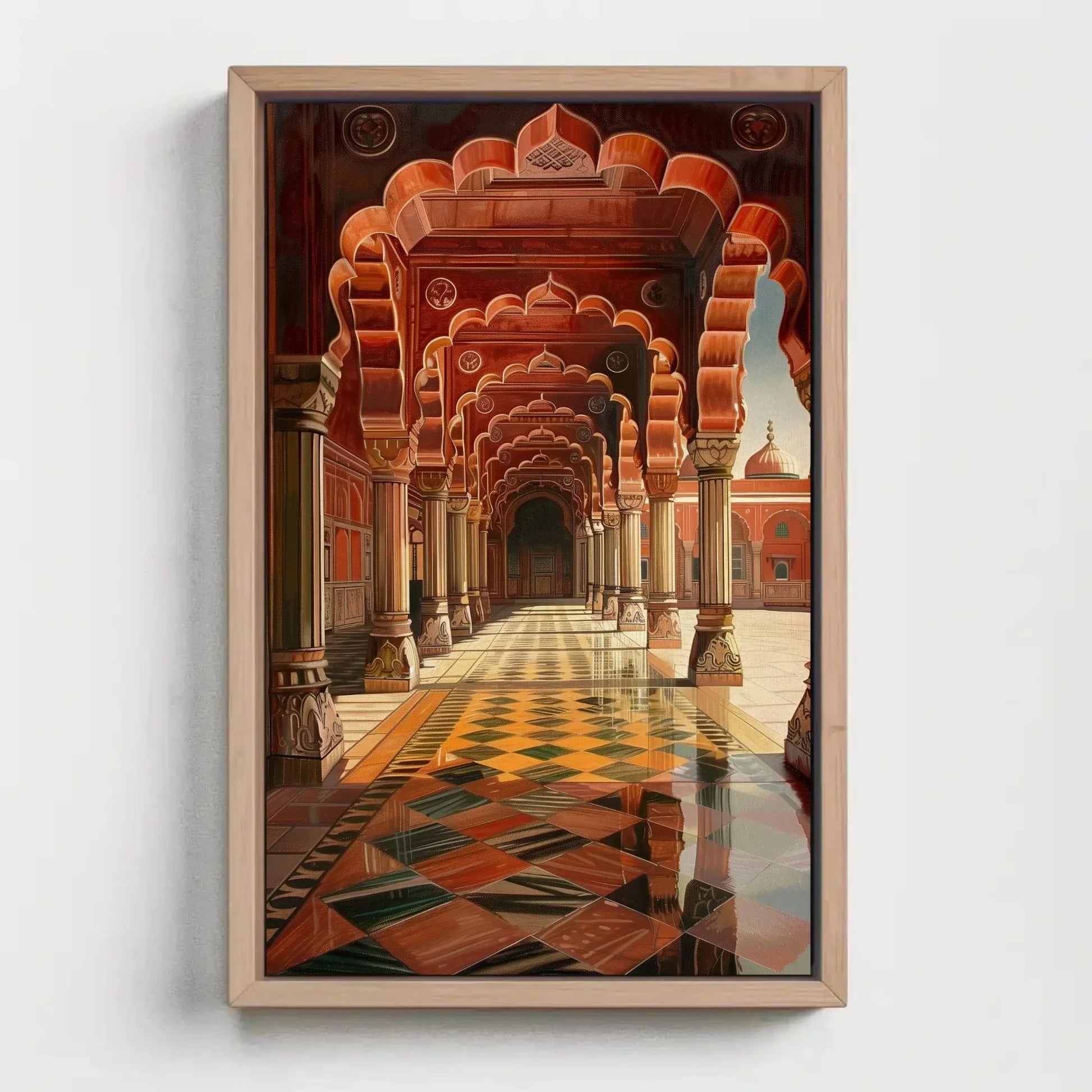 Indian Royal Durbar Hall Canvas Print | Indian Illustration Art | Traditional Indian Palace Decor | Mughal Durbar Scene | Ready to Hang Wall Art – Canvas Print