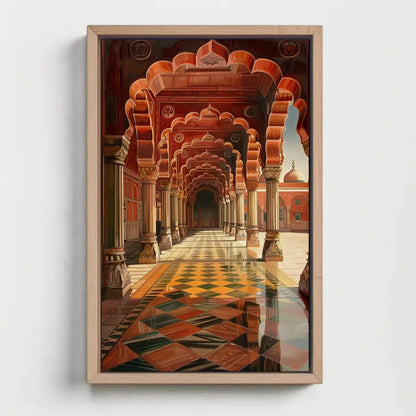 Indian Royal Durbar Hall Canvas Print | Indian Illustration Art | Traditional Indian Palace Decor | Mughal Durbar Scene | Ready to Hang Wall Art – Canvas Print