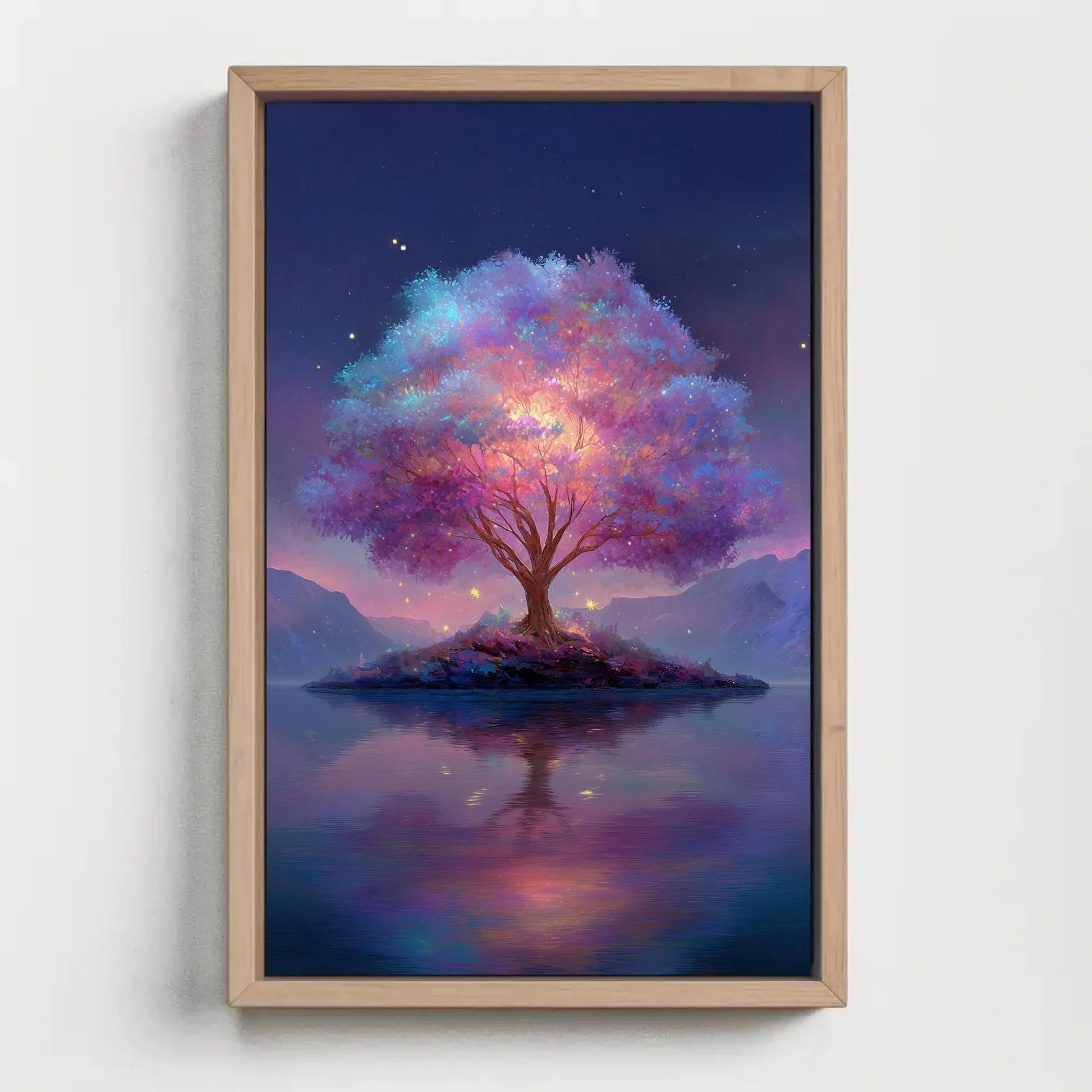 Magical Tree of Life Print | Fantasy Wall Art Canvas | Glowing Purple and Pink Tree | Ethereal Nursery or Kids Room Decor Wall Art – Canvas Print