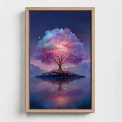 Magical Tree of Life Print | Fantasy Wall Art Canvas | Glowing Purple and Pink Tree | Ethereal Nursery or Kids Room Decor Wall Art – Canvas Print