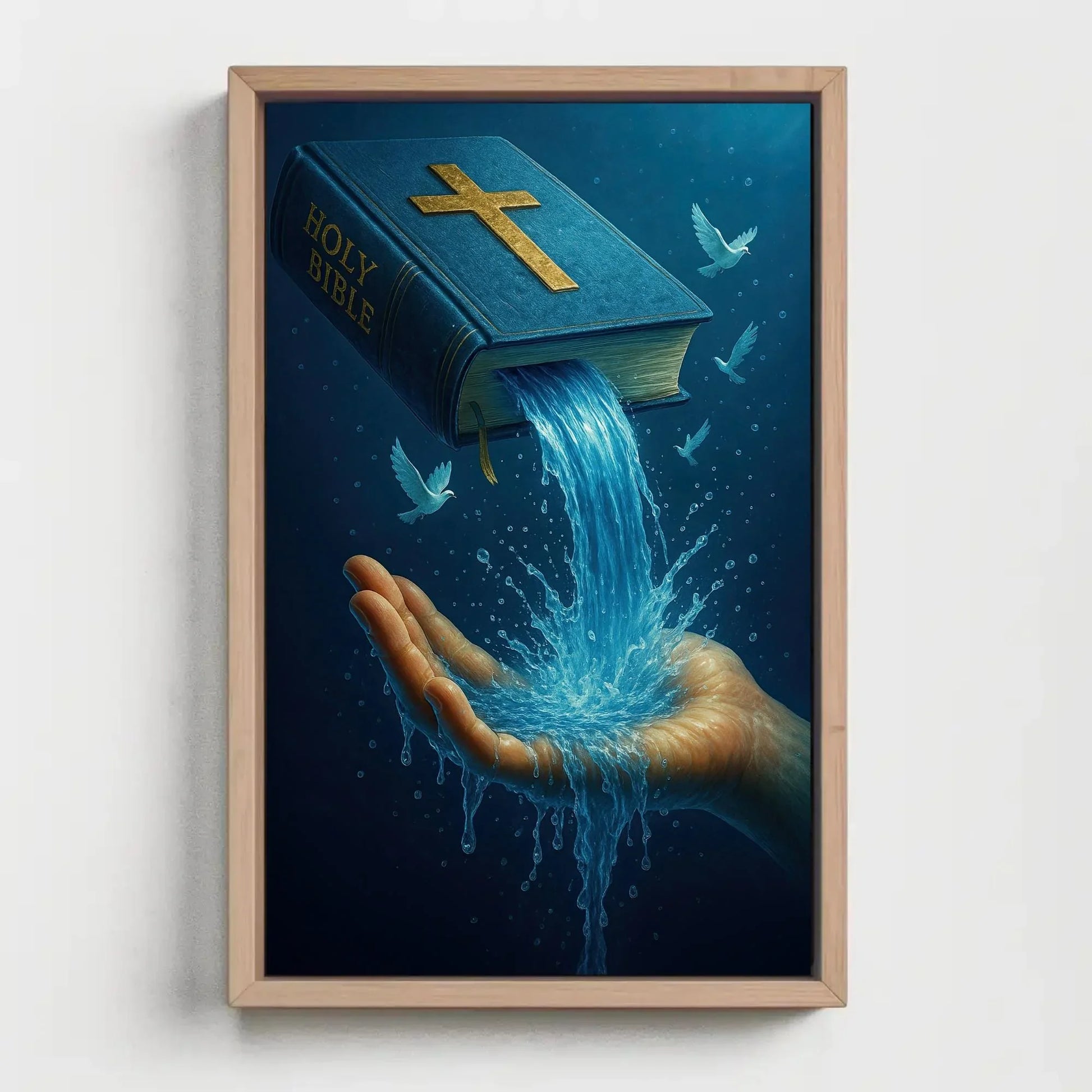 Living Water Bible Art | Christian Wall Decor Canvas | Faith Scripture Print | Baptism Gift for Pastor or Church Wall Art – Canvas Print