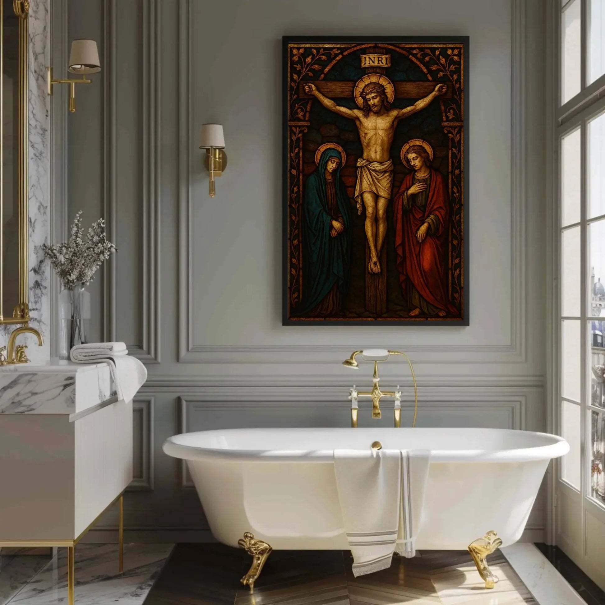 Jesus Crucifixion Painting | Catholic Wall Art Canvas | Christian Religious Decor | Good Friday and Easter Wall Art Wall Art – Canvas Print