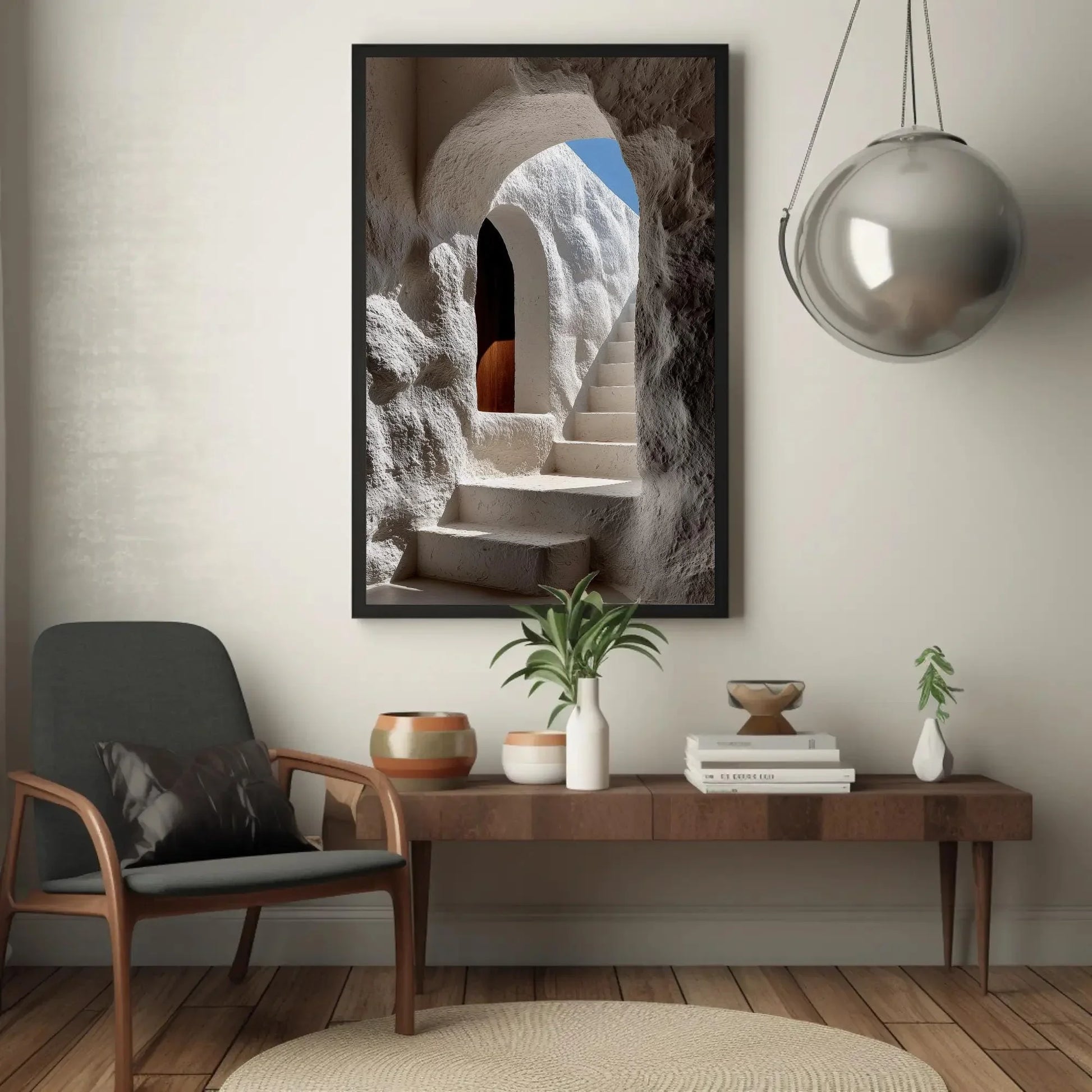 White Textured Arch Canvas Print, Minimalist Mediterranean Wall Art, Boho Sculptural Decor, Wabi Sabi Style Photography, Neutral Tones Wall Art – Canvas Print