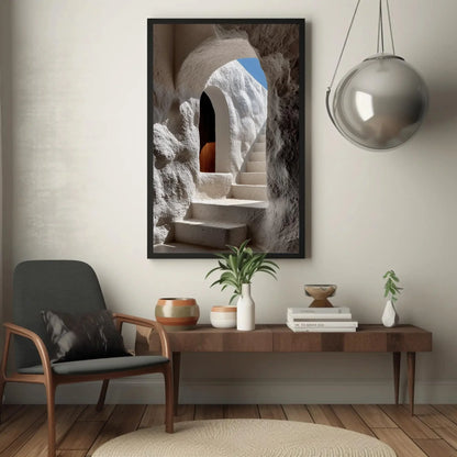 White Textured Arch Canvas Print, Minimalist Mediterranean Wall Art, Boho Sculptural Decor, Wabi Sabi Style Photography, Neutral Tones Wall Art – Canvas Print