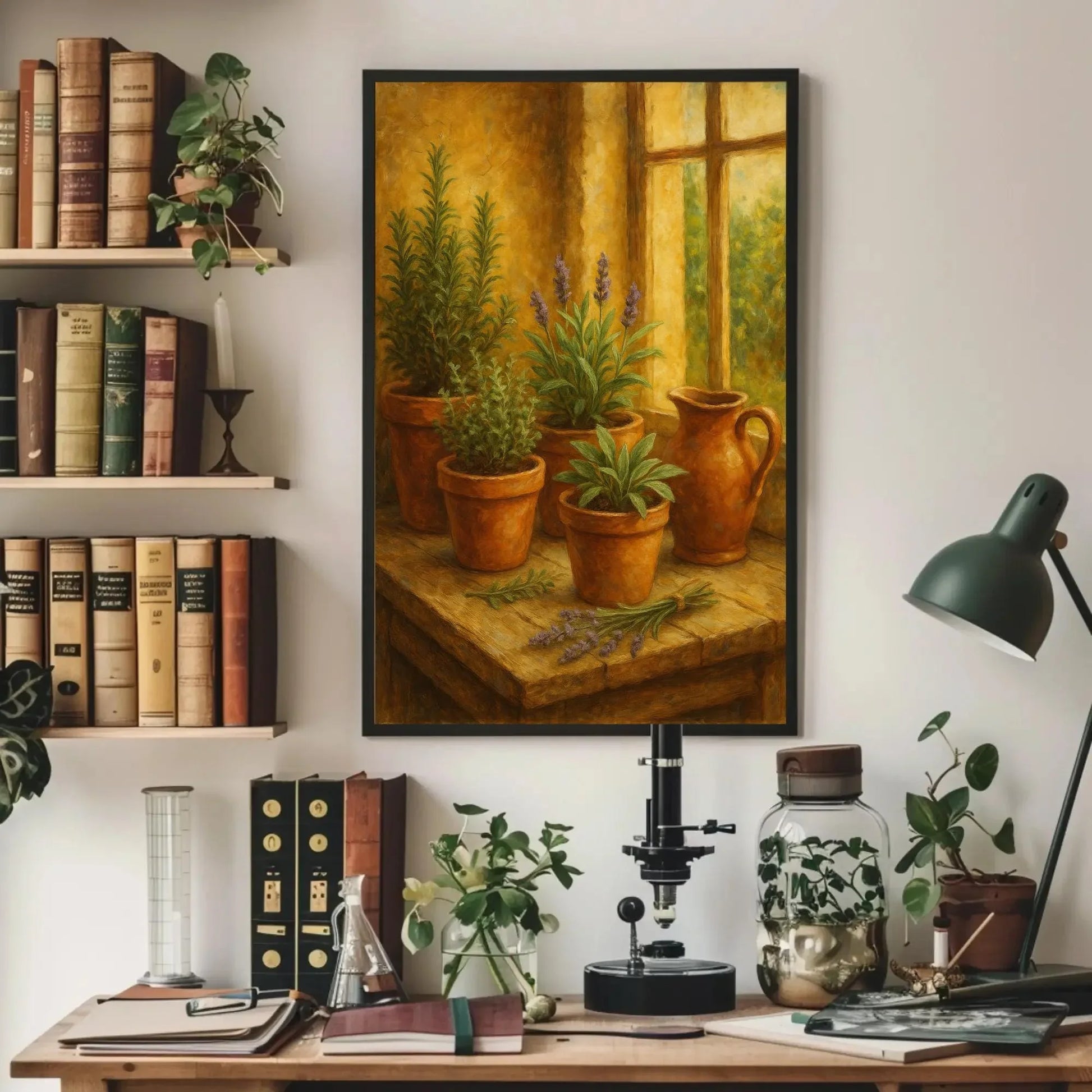 Herb Garden Still Life Canvas Print | Rustic Kitchen Botanical Wall Art | Lavender Rosemary Sage Decor Wall Art – Canvas Print