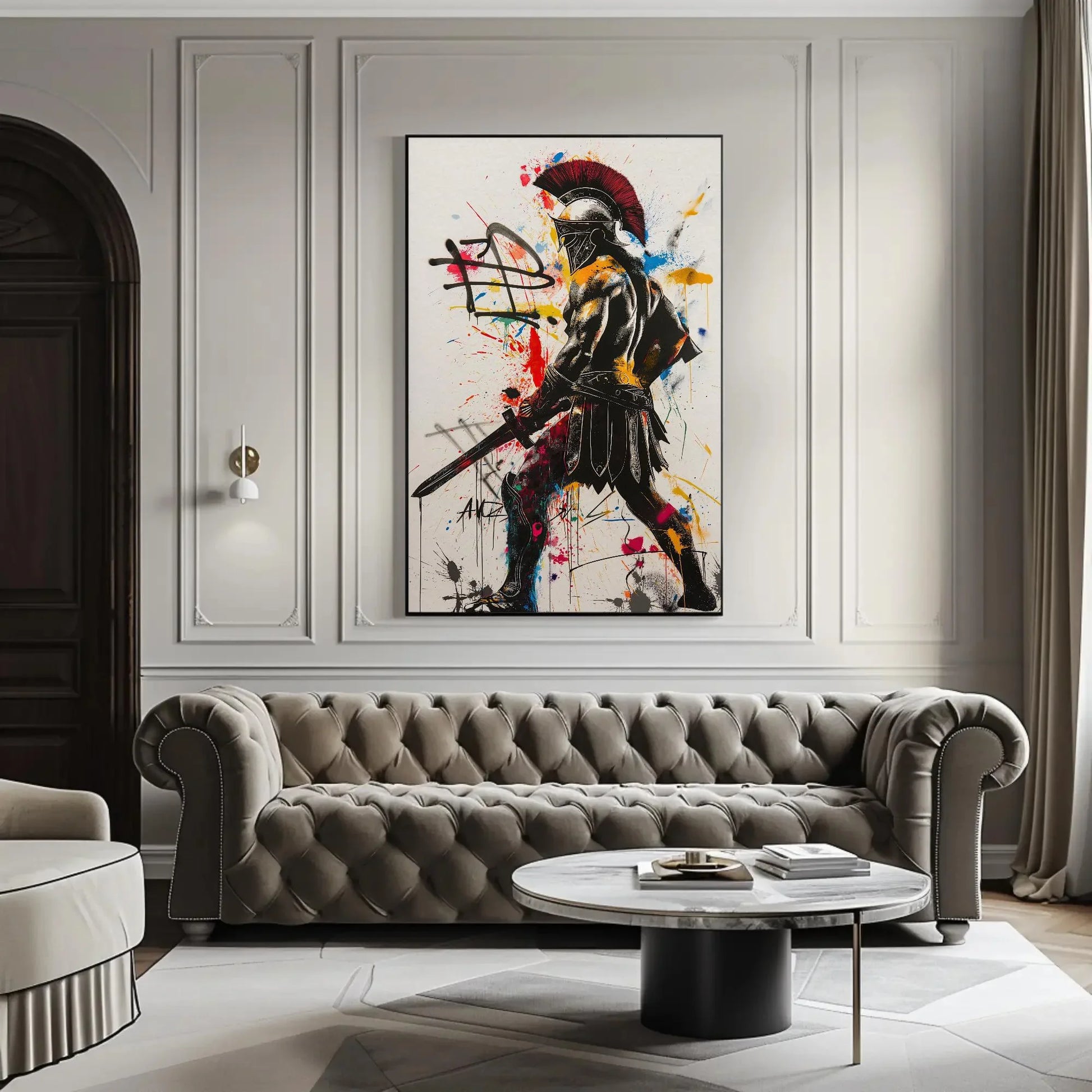Greek warrior Graffiti Canvas Print, Warrior Wall Art, Game Room Decor, Man Cave Decor, Gift for him, Boys Room Decor, Spartans, Canvas Art Wall Art – Canvas Print