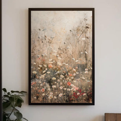 Wildflowers Field Vertical Canvas Print, Rustic Farmhouse Decor, Botanical Wall Art for Nature Lovers, Floral Print for Serene Home Ambiance Wall Art – Canvas Print