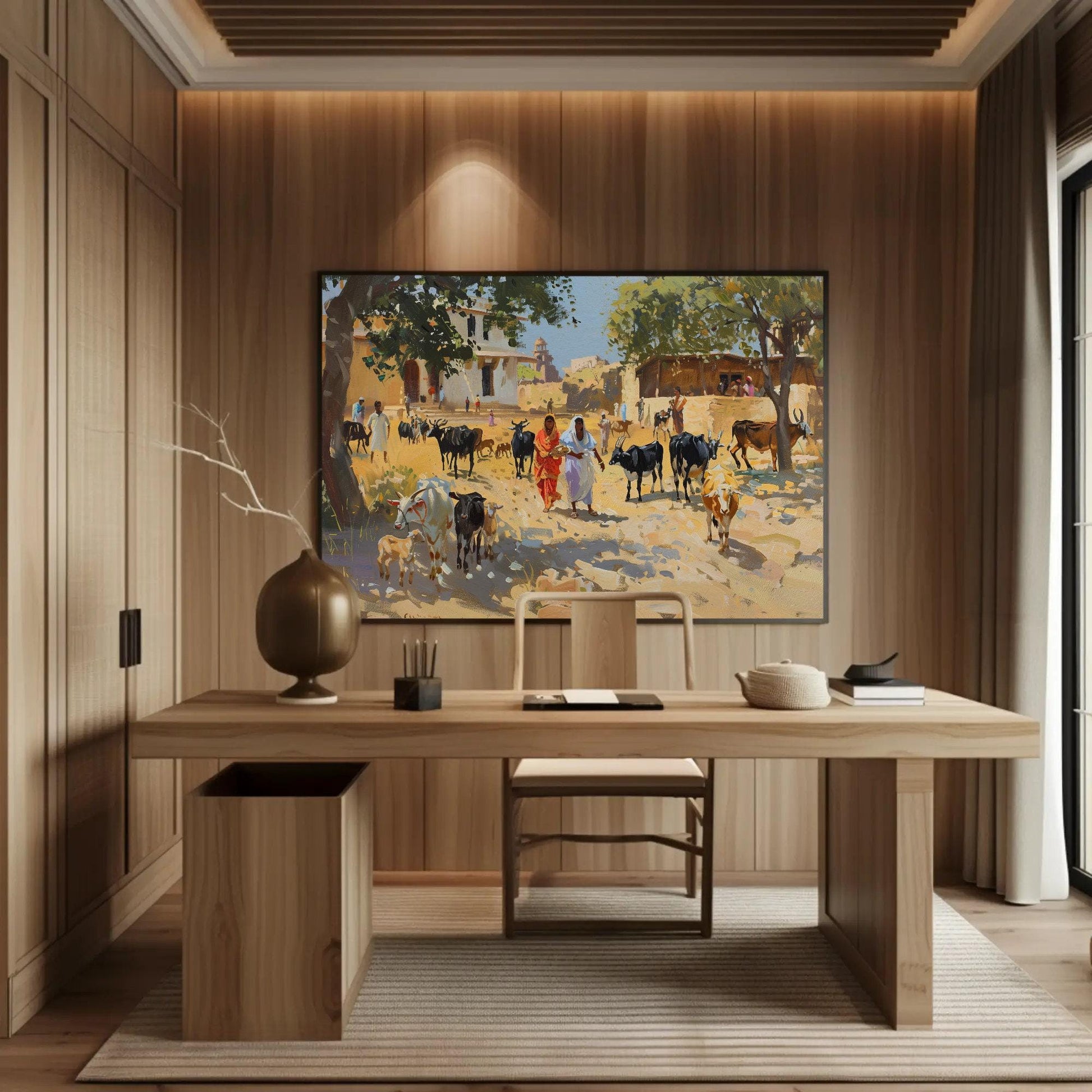 Indian Village Scene Painting