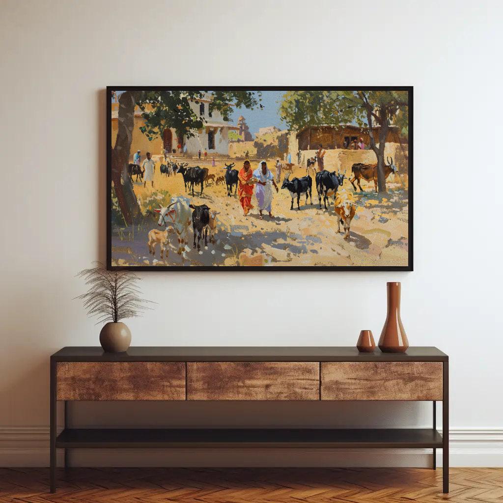 Indian Village Scene Painting
