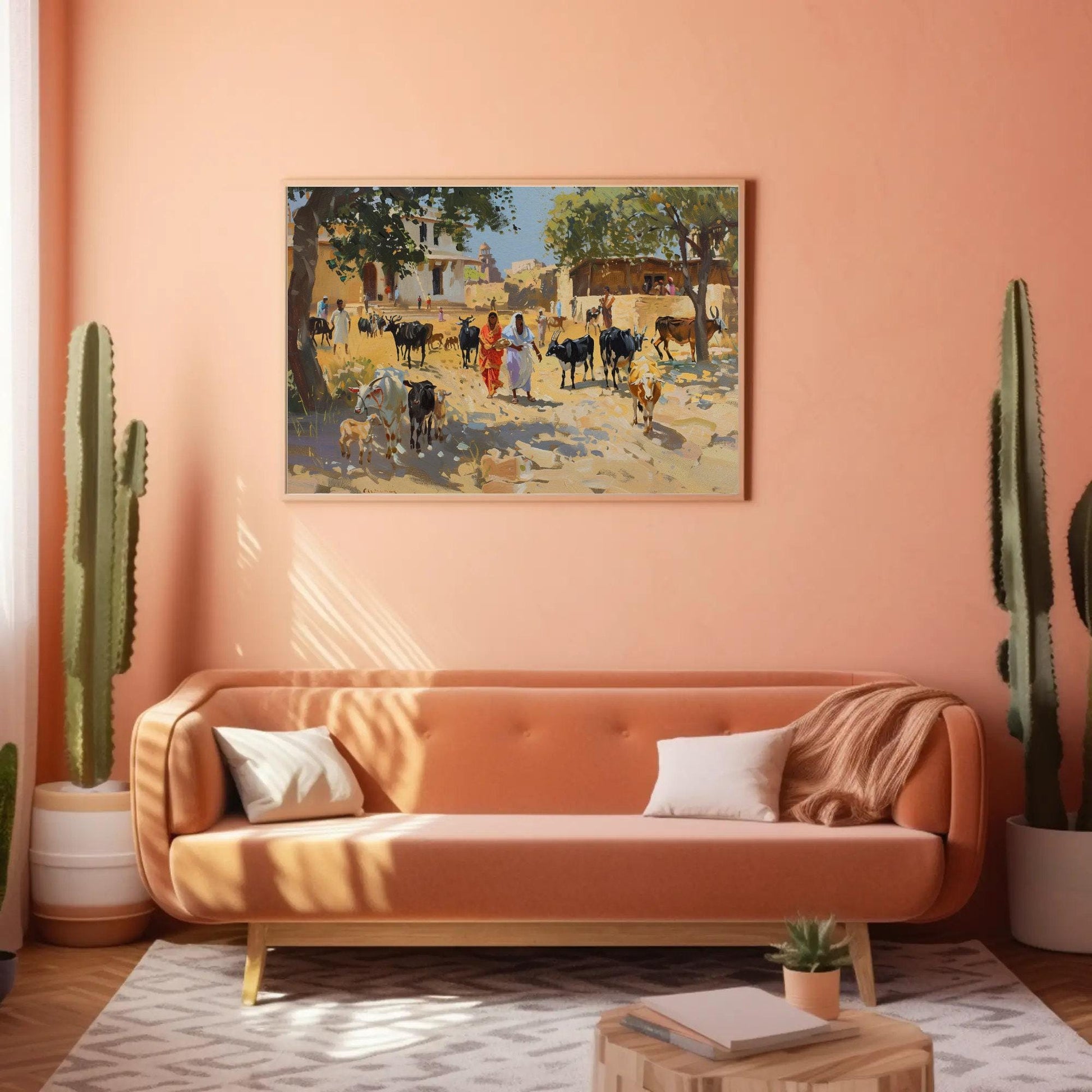 Indian Village Scene Painting