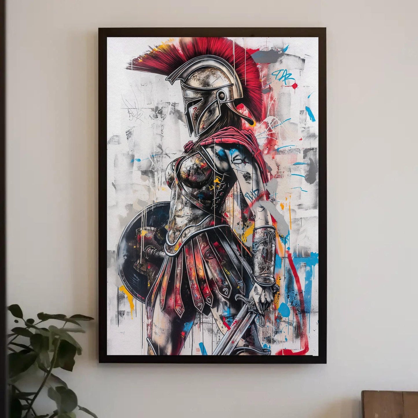 Greek female warrior Graffiti Canvas Print, Feminist Wall Art, Woman Power Wall Decor, Girl Power, Gift for her, Girls Room Decor, Spartans Wall Art – Canvas Print