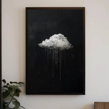 Moody Cloud Drip Painting Canvas Wall Art in Black and White, Modern Abstract Rain Cloud Print for Office or Living Room Decor Wall Art – Canvas Print