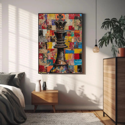 Chess Canvas Wall Art, Chess King Abstract Painting, Man Cave Wall Decor, Framed Poster, Ready To Hang, Gift for Him Wall Art – Canvas Print