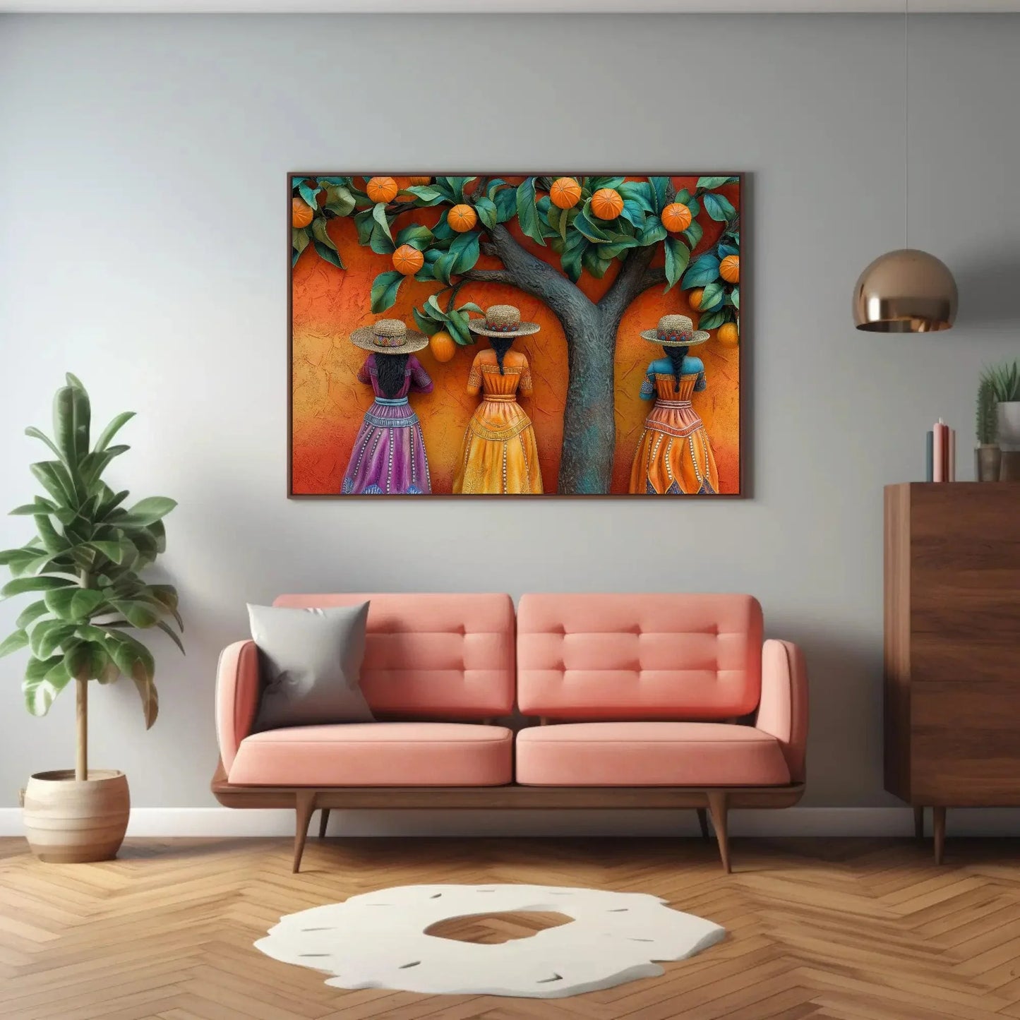 Mexican 3D illusion Wall Car Large Canvas Decor Mexico Art Mexican Woman Wall Decor Mexican Art Ready To Hang Wall Art – Canvas Print