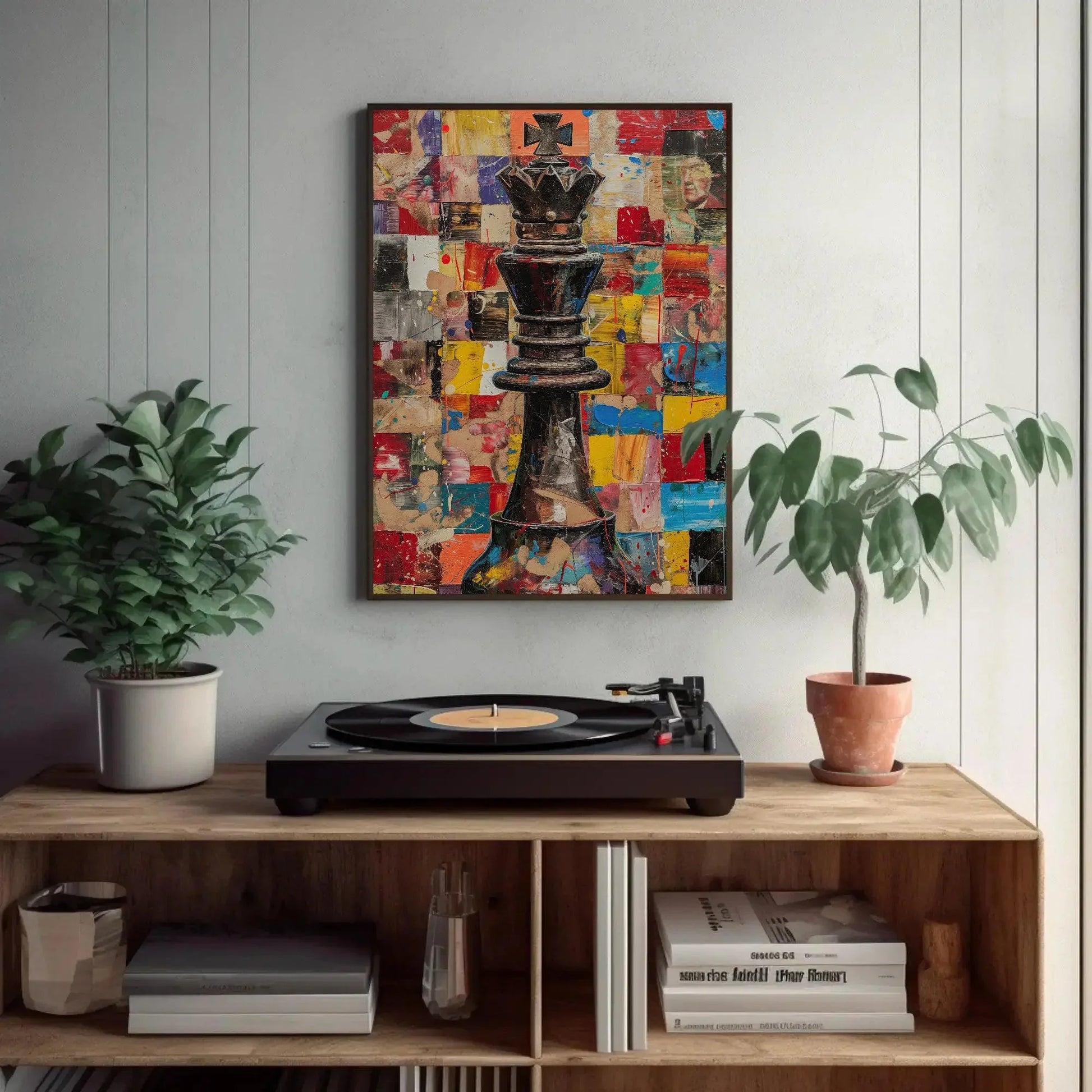 Chess Canvas Wall Art, Chess King Abstract Painting, Man Cave Wall Decor, Framed Poster, Ready To Hang, Gift for Him Wall Art – Canvas Print