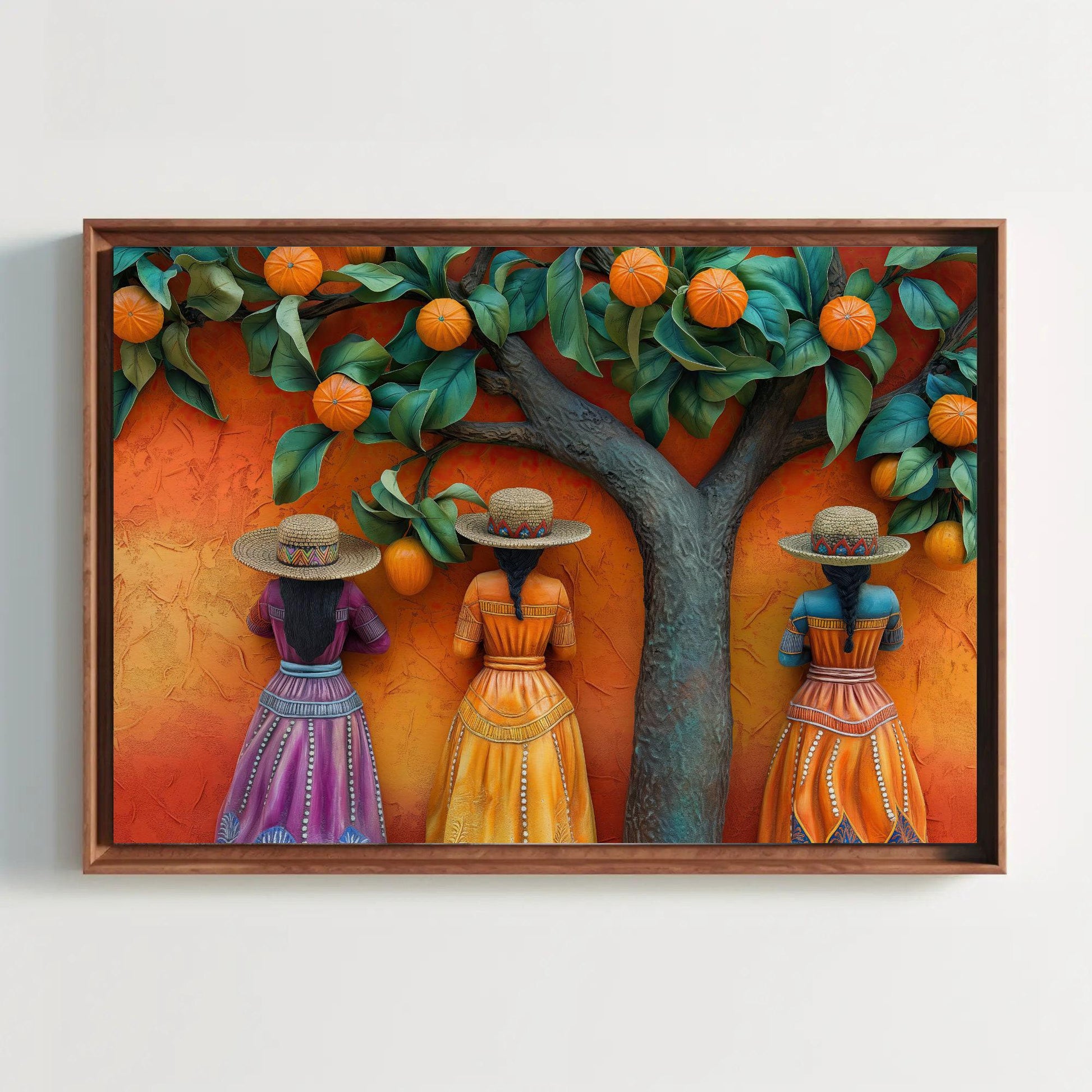 Mexican 3D illusion Wall Car Large Canvas Decor Mexico Art Mexican Woman Wall Decor Mexican Art Ready To Hang Wall Art – Canvas Print