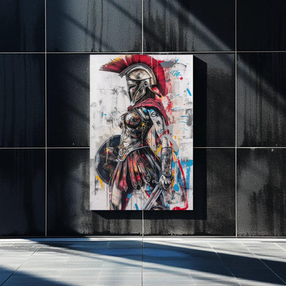 Greek female warrior Graffiti Canvas Print, Feminist Wall Art, Woman Power Wall Decor, Girl Power, Gift for her, Girls Room Decor, Spartans Wall Art – Canvas Print