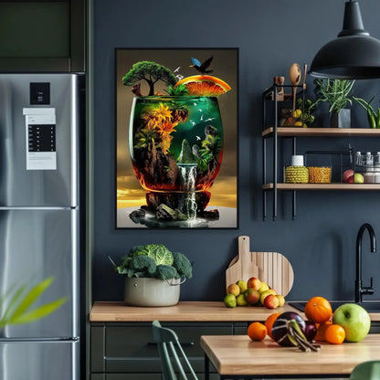 Tropical Cocktail Canvas, Framed Print, Perfect for Modern Kitchen and Dining Room Decor, Ready to Hang, Beverage Artwork for Home Bar Wall Art – Canvas Print
