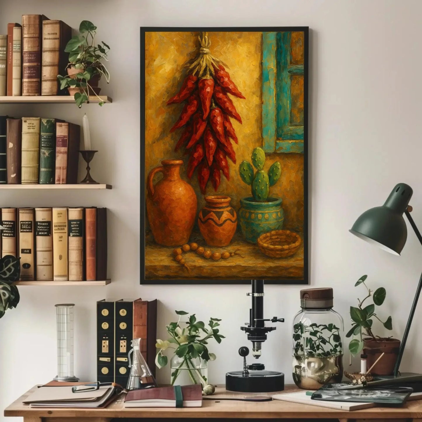 Southwestern Homestead Canvas Print | Rustic Chili Ristra Wall Art | Desert Kitchen Decor Wall Art – Canvas Print
