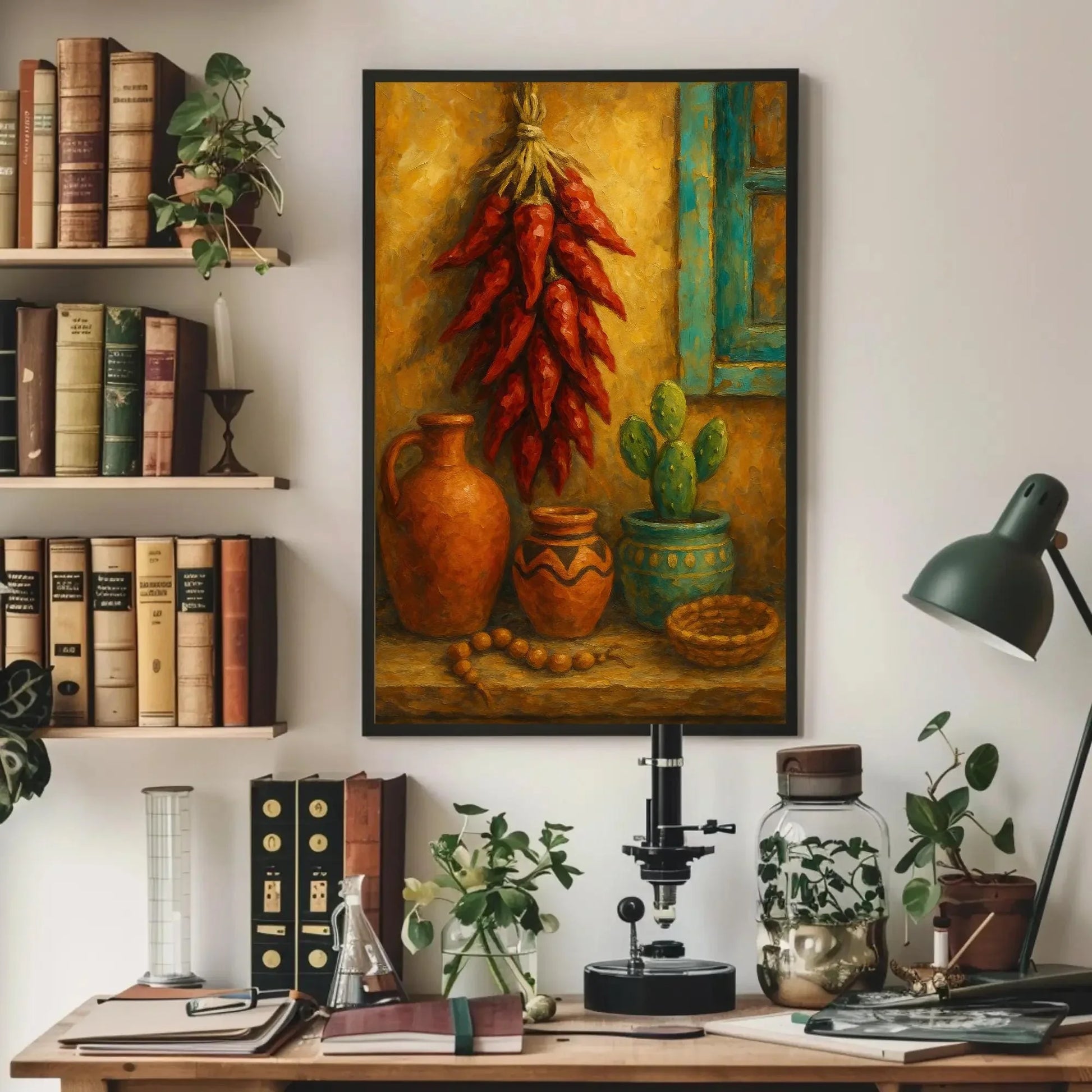 Southwestern Homestead Canvas Print | Rustic Chili Ristra Wall Art | Desert Kitchen Decor Wall Art – Canvas Print