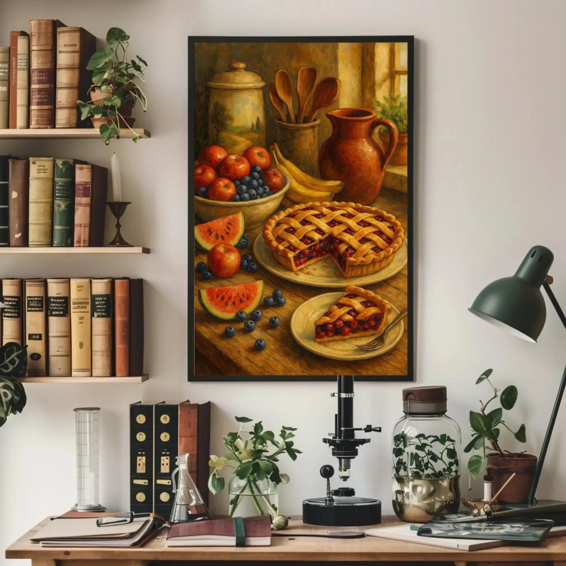 Rustic Berry Pie Canvas Print | Farmhouse Kitchen Wall Art | Cozy Baking Still Life Decor | Fruit Pie Giclée Art Wall Art – Canvas Print