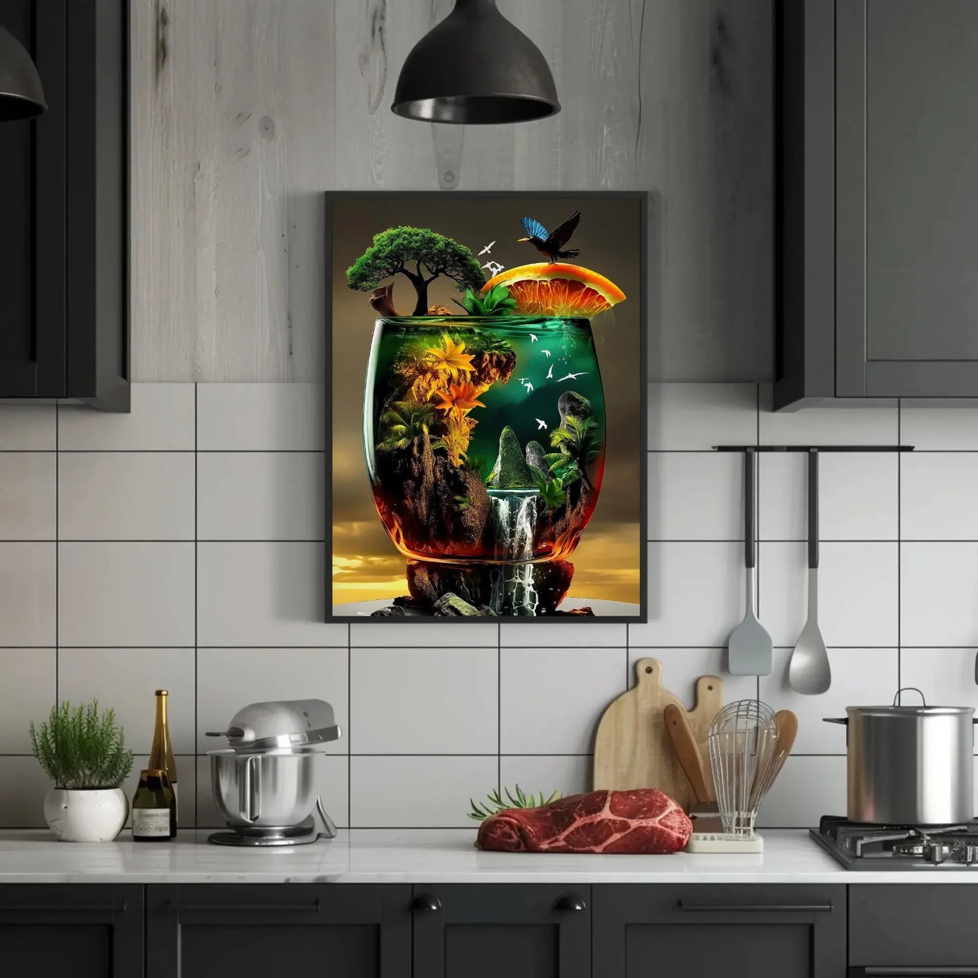 Tropical Cocktail Canvas, Framed Print, Perfect for Modern Kitchen and Dining Room Decor, Ready to Hang, Beverage Artwork for Home Bar Wall Art – Canvas Print