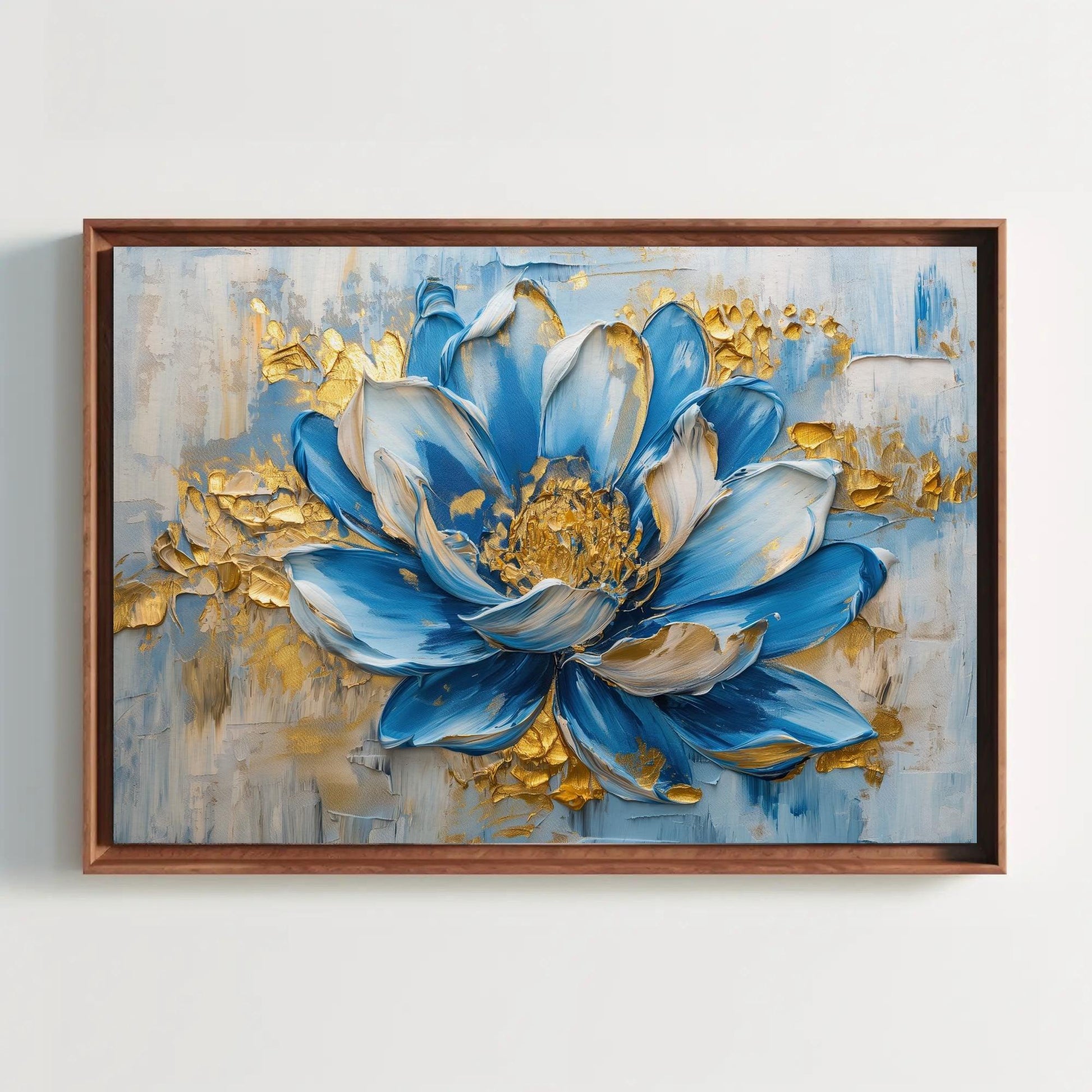 Blue Flower Bloom Canvas Painting, Framed Print, Floral Art Poster, Beautiful Wall Decor, Ready to Hang, Perfect for Living Room or Bedroom Wall Art – Canvas Print