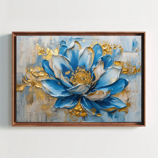 Blue Flower Bloom Canvas Painting, Framed Print, Floral Art Poster, Beautiful Wall Decor, Ready to Hang, Perfect for Living Room or Bedroom Wall Art – Canvas Print