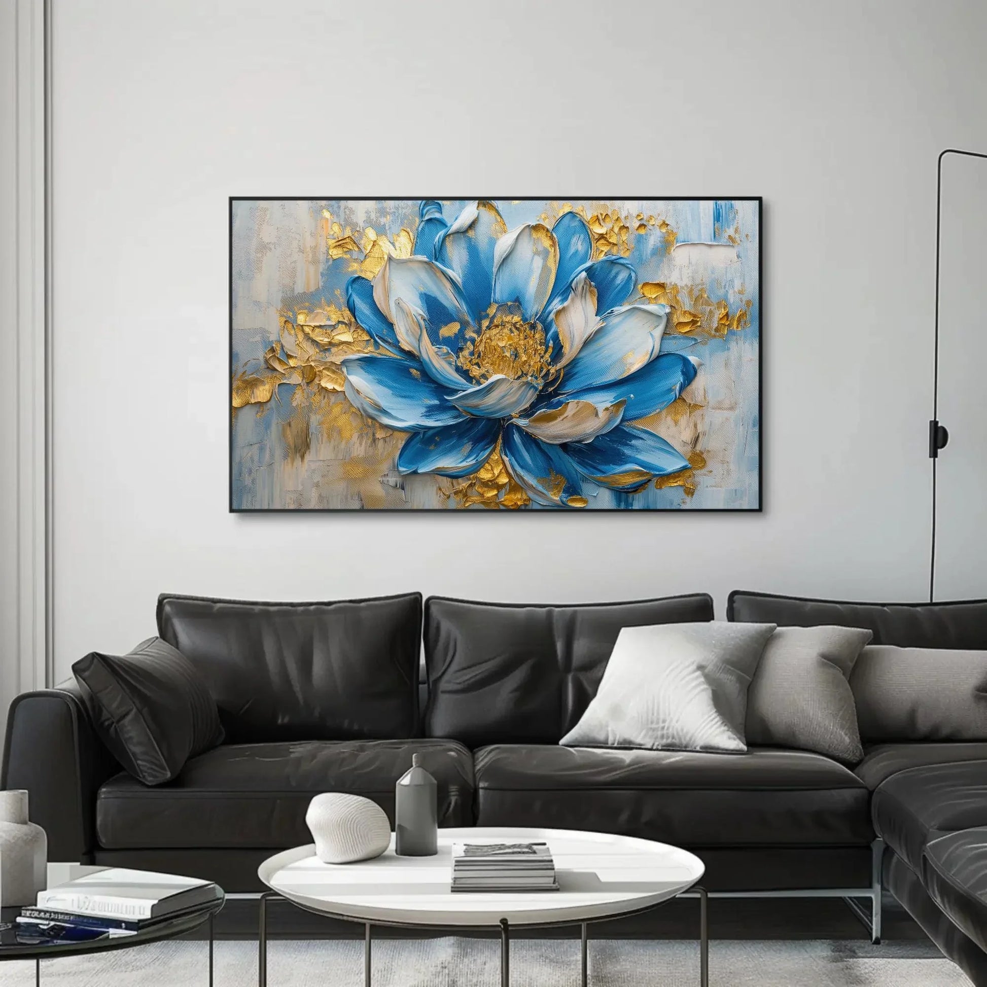 Blue Flower Bloom Canvas Painting, Framed Print, Floral Art Poster, Beautiful Wall Decor, Ready to Hang, Perfect for Living Room or Bedroom Wall Art – Canvas Print