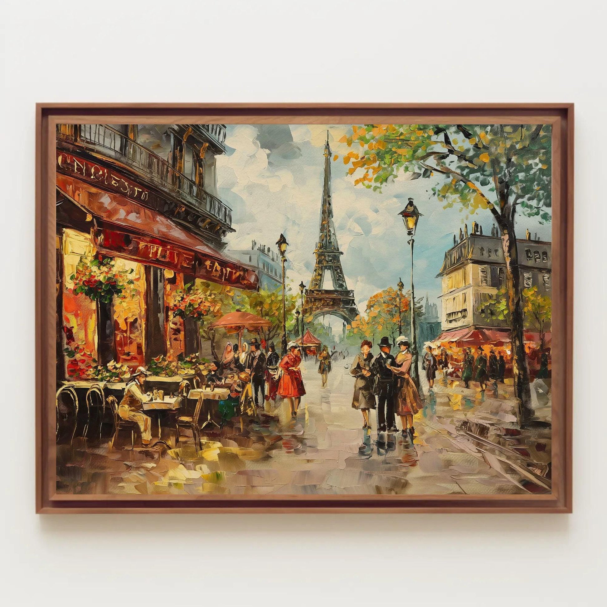 Streets of Paris Painting, French Painting, France Painting, Paris Romantic Canvas Print, Eiffel Tower Print, Canvas Framed Ready To Hang Wall Art – Canvas Print