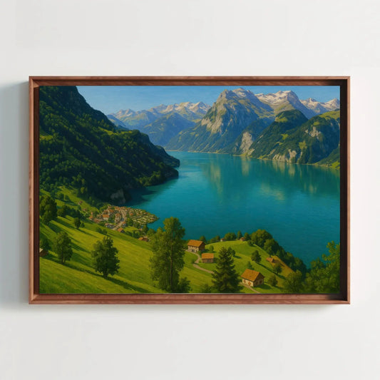 Lake Lucerne Switzerland Scenic View Canvas Wall Art Alpine Mountain Village Landscape Print for Nature and Travel Lovers Wall Art – Canvas Print