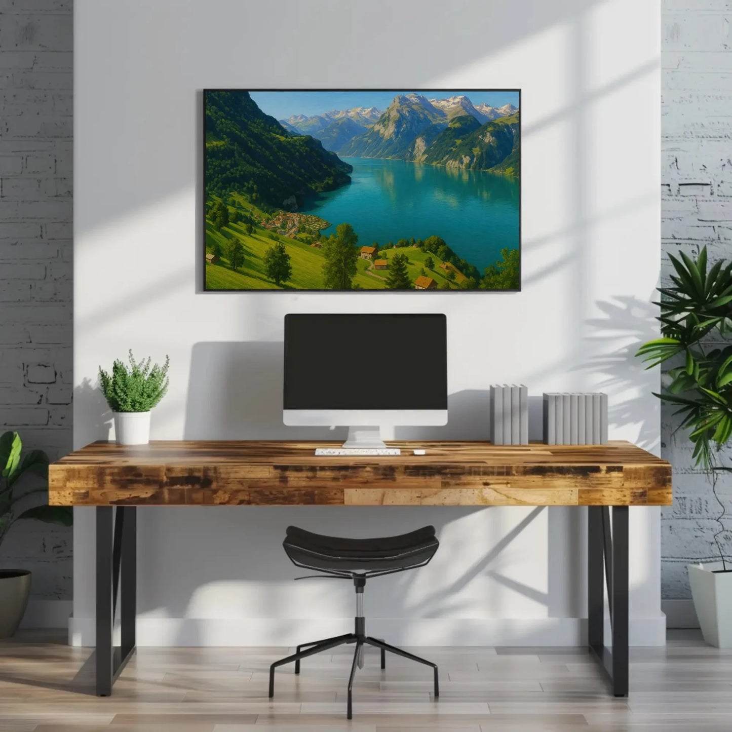 Lake Lucerne Switzerland Scenic View Canvas Wall Art Alpine Mountain Village Landscape Print for Nature and Travel Lovers Wall Art – Canvas Print