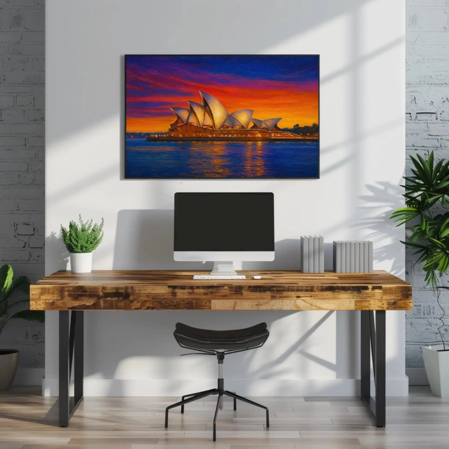 Sydney Opera House Sunset – Vibrant Australia Harbor Scene Canvas – Iconic Landmark Cityscape Painting for Modern Wall Decor Wall Art – Canvas Print