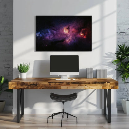 Purple Galaxy Nebula Space Canvas Print – Cosmic Star Cloud Universe Painting Wall Art for Astronomy Lovers and Sci Fi Room Decor Wall Art – Canvas Print